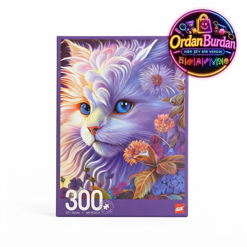 Ağ-Bənövşəyi Pişik Art Puzzle (300 Parça)